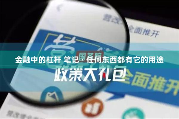 金融中的杠杆 笔记 · 任何东西都有它的用途